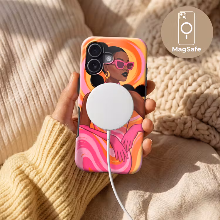 Vrouw - Portret - Kunst - Abstract - Roze Toughcase MagSafe Apple iPhone 17 klein -USP_MagsafeV