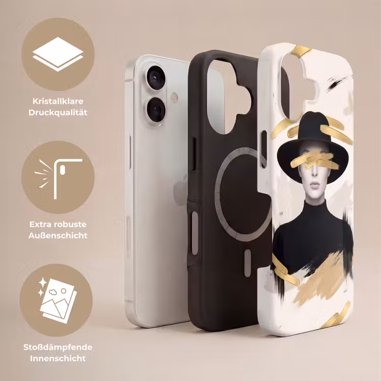 Vrouw - Portret - Modern - Goud - Kunst Toughcase MagSafe Apple iPhone 17 klein -USP_Lagen_DE