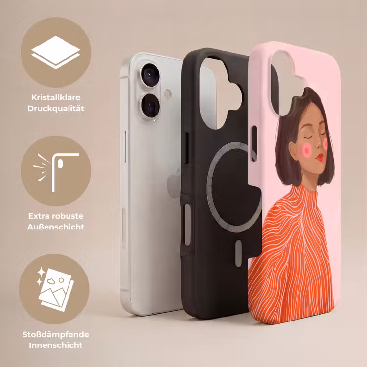 Vrouw - Portret - Modern - Kunst - Roze Toughcase MagSafe Apple iPhone 17 klein -USP_Lagen_DE