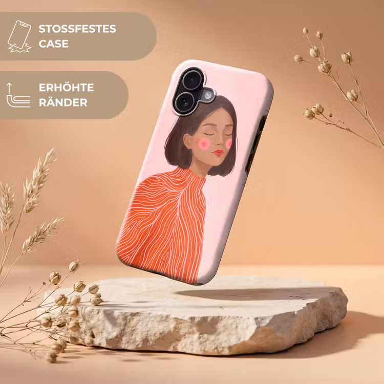Vrouw - Portret - Modern - Kunst - Roze Toughcase MagSafe Apple iPhone 17 klein -USP_RandenV_DE