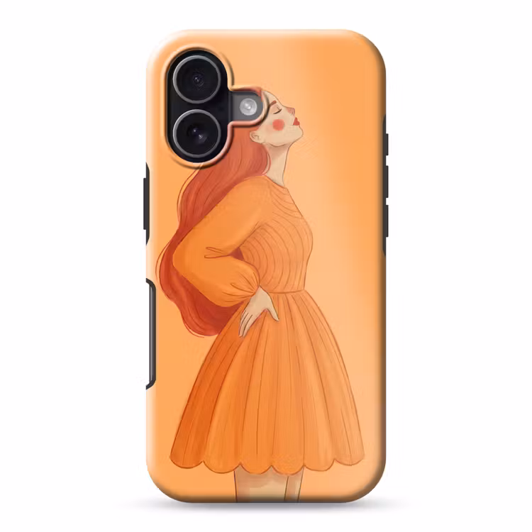 Vrouw - Profiel - Mensen - Modern - Oranje Toughcase MagSafe Apple iPhone 17 klein -3d