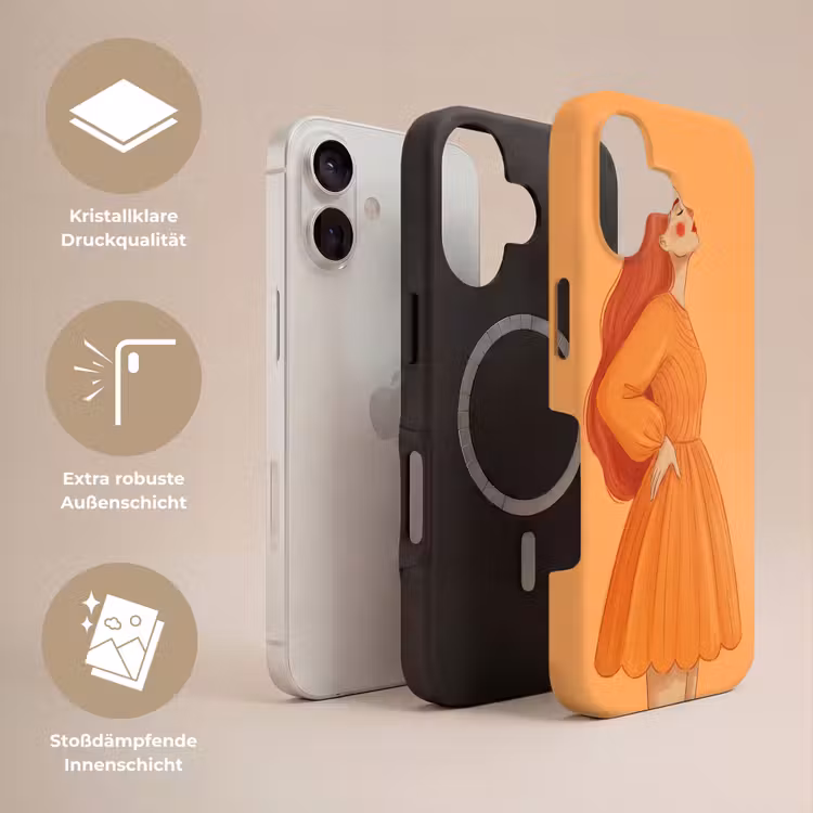 Vrouw - Profiel - Mensen - Modern - Oranje Toughcase MagSafe Apple iPhone 17 klein -USP_Lagen_DE
