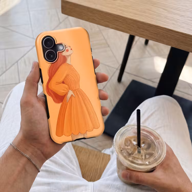 Vrouw - Profiel - Mensen - Modern - Oranje Toughcase MagSafe Apple iPhone 17 klein -Sfeer1M