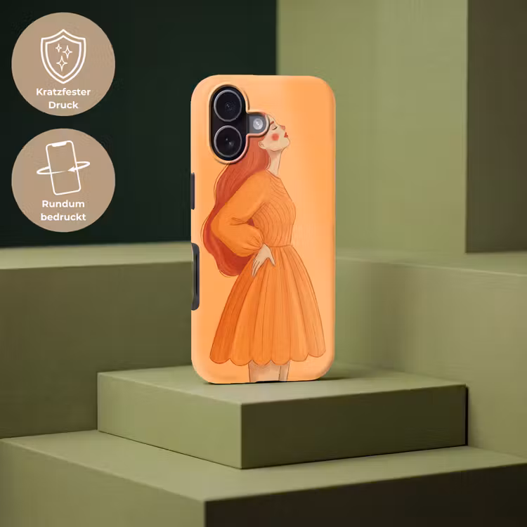 Vrouw - Profiel - Mensen - Modern - Oranje Toughcase MagSafe Apple iPhone 17 klein -USP_PrintM_DE