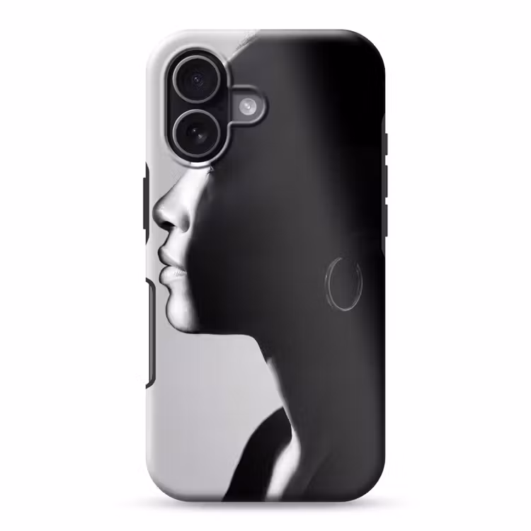 Vrouw - Profiel - Mensen - Zwart-wit Toughcase MagSafe Apple iPhone 17 klein -3d