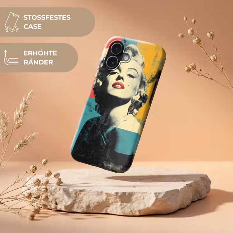 Vrouw - Rode lippen - Abstracte kleurvlakken - Popartuistraling Toughcase MagSafe Apple iPhone 17 klein -USP_RandenV_DE