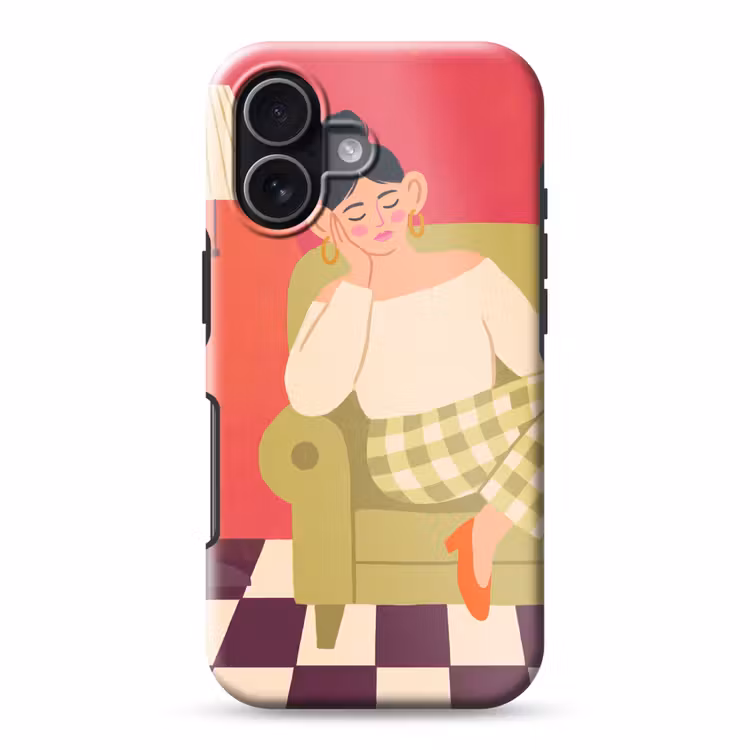 Vrouw - Rust - Interieur - Modern - Kunst Toughcase MagSafe Apple iPhone 17 klein -3d