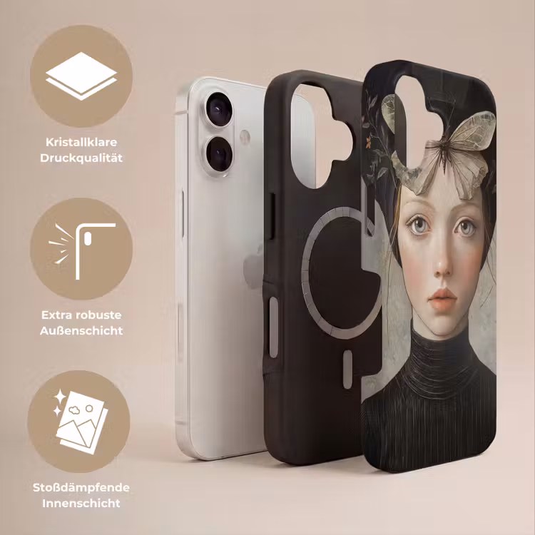 Woman - Butterfly - Art - Classic - Muted Toughcase MagSafe Apple iPhone 17 klein -USP_Lagen_DE