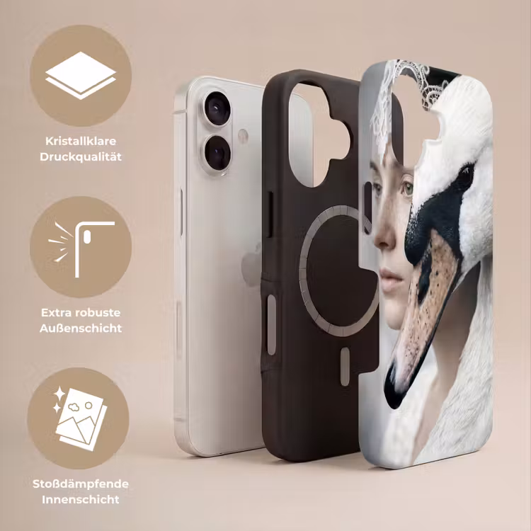 Vrouw - Zwaan - Wit Toughcase MagSafe Apple iPhone 17 klein -USP_Lagen_DE