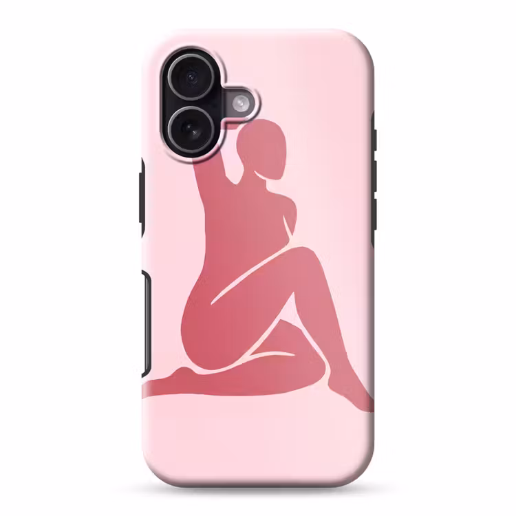 Vrouw - Silhouet - Abstract - Modern - Roze Toughcase MagSafe Apple iPhone 17 klein -3d