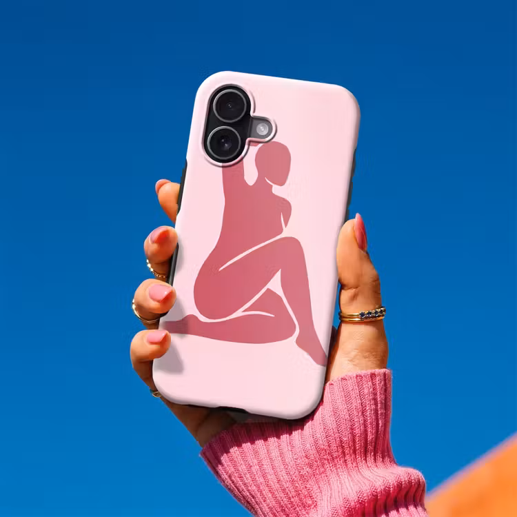 Vrouw - Silhouet - Abstract - Modern - Roze Toughcase MagSafe Apple iPhone 17 klein -Sfeer1V
