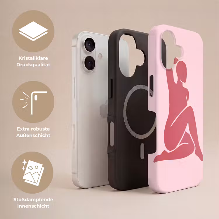Vrouw - Silhouet - Abstract - Modern - Roze Toughcase MagSafe Apple iPhone 17 klein -USP_Lagen_DE