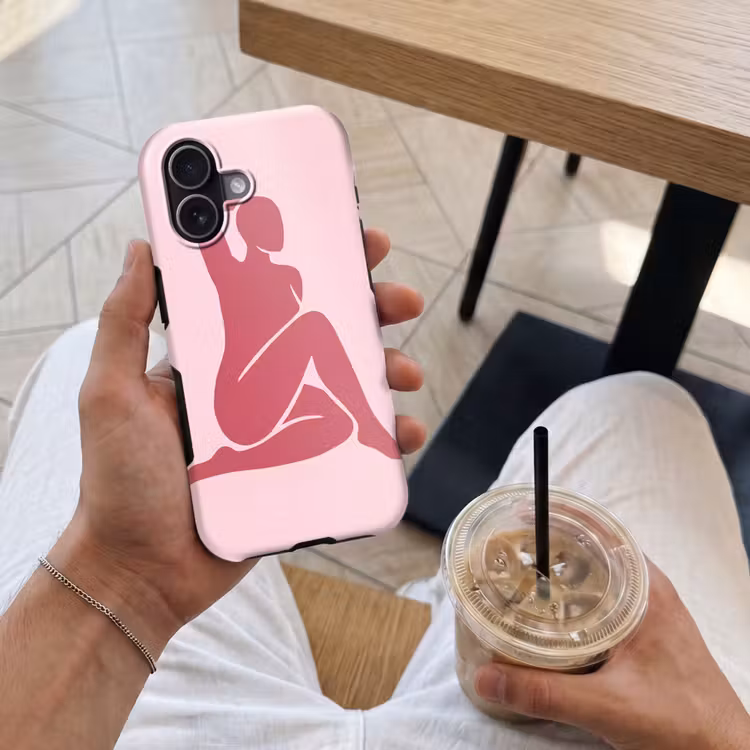Vrouw - Silhouet - Abstract - Modern - Roze Toughcase MagSafe Apple iPhone 17 klein -Sfeer1M