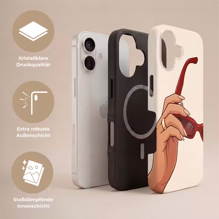 Vrouw - Zonnebril - Mode - Rood - Illustratie Toughcase MagSafe Apple iPhone 17 klein -USP_Lagen_DE