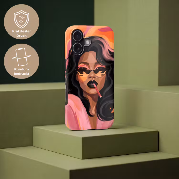 Vrouw - Zonnebril - Modern - Portret - Oranje Toughcase MagSafe Apple iPhone 17 klein -USP_PrintM_DE