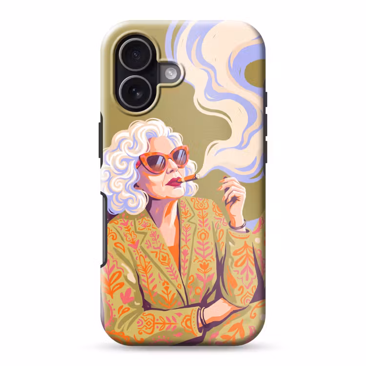 Vrouw - Zonnebril - Portret - Modern - Kleurrijk Toughcase MagSafe Apple iPhone 17 klein -3d
