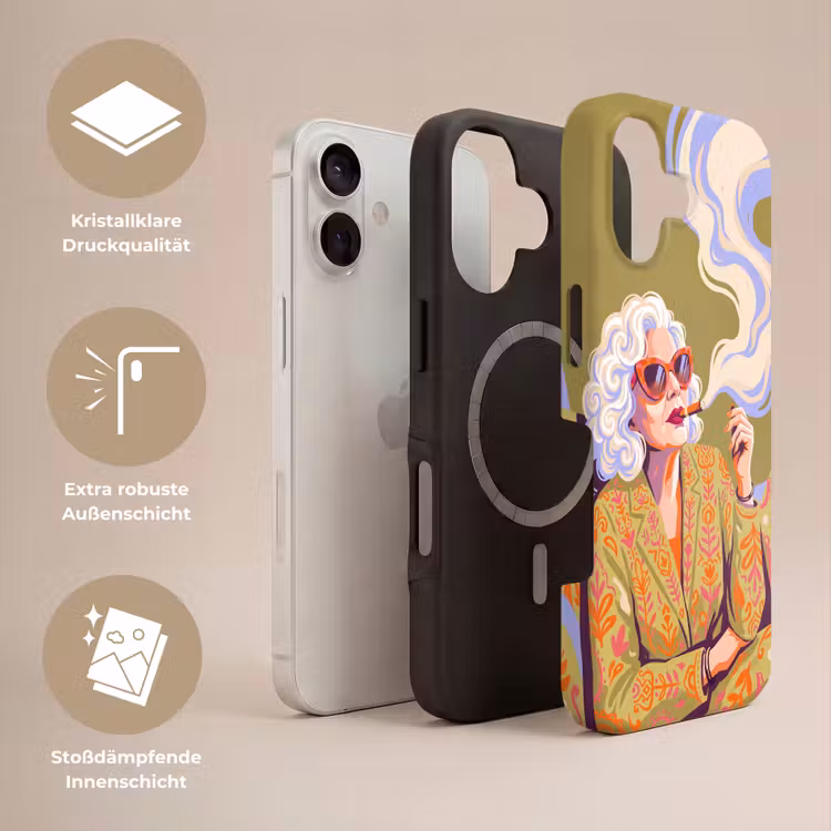 Vrouw - Zonnebril - Portret - Modern - Kleurrijk Toughcase MagSafe Apple iPhone 17 klein -USP_Lagen_DE
