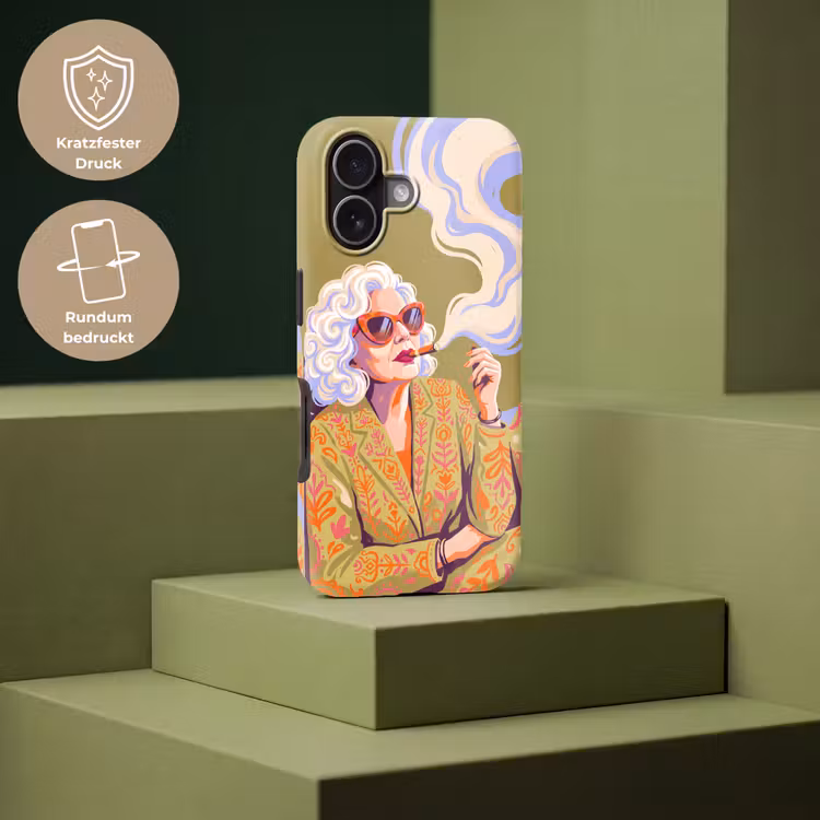 Vrouw - Zonnebril - Portret - Modern - Kleurrijk Toughcase MagSafe Apple iPhone 17 klein -USP_PrintM_DE