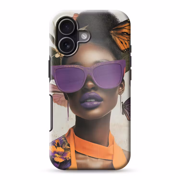 Vrouw - Zonnebril - Vlinder - Bloemen Toughcase MagSafe Apple iPhone 17 klein -3d
