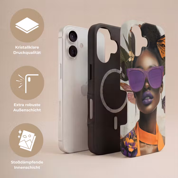 Vrouw - Zonnebril - Vlinder - Bloemen Toughcase MagSafe Apple iPhone 17 klein -USP_Lagen_DE