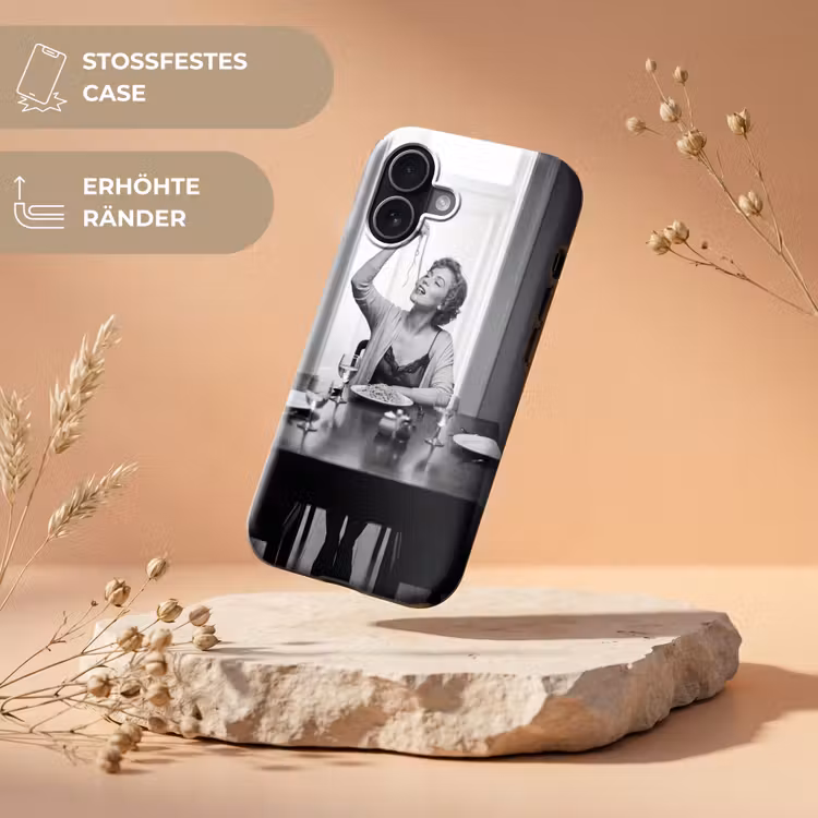 Vrouw - Spaghetti - Zwart - Wit Toughcase MagSafe Apple iPhone 17 klein -USP_RandenV_DE