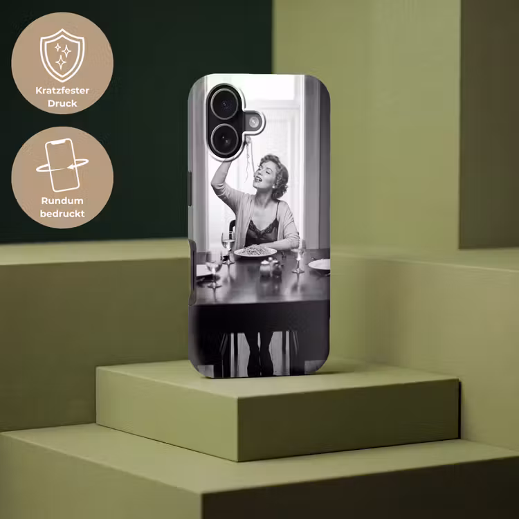 Vrouw - Spaghetti - Zwart - Wit Toughcase MagSafe Apple iPhone 17 klein -USP_PrintM_DE