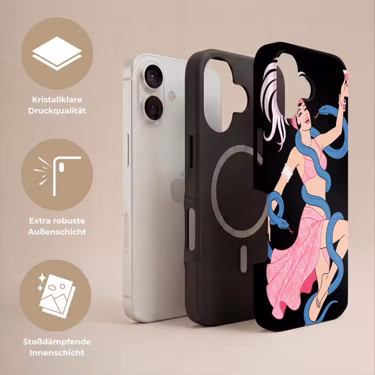 Vrouw - Danseres - Slangen - Art Deco - Roze Toughcase MagSafe Apple iPhone 17 klein -USP_Lagen_DE
