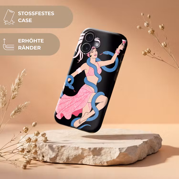 Vrouw - Danseres - Slangen - Art Deco - Roze Toughcase MagSafe Apple iPhone 17 klein -USP_RandenV_DE
