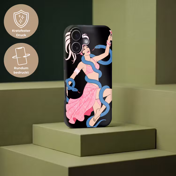 Vrouw - Danseres - Slangen - Art Deco - Roze Toughcase MagSafe Apple iPhone 17 klein -USP_PrintM_DE