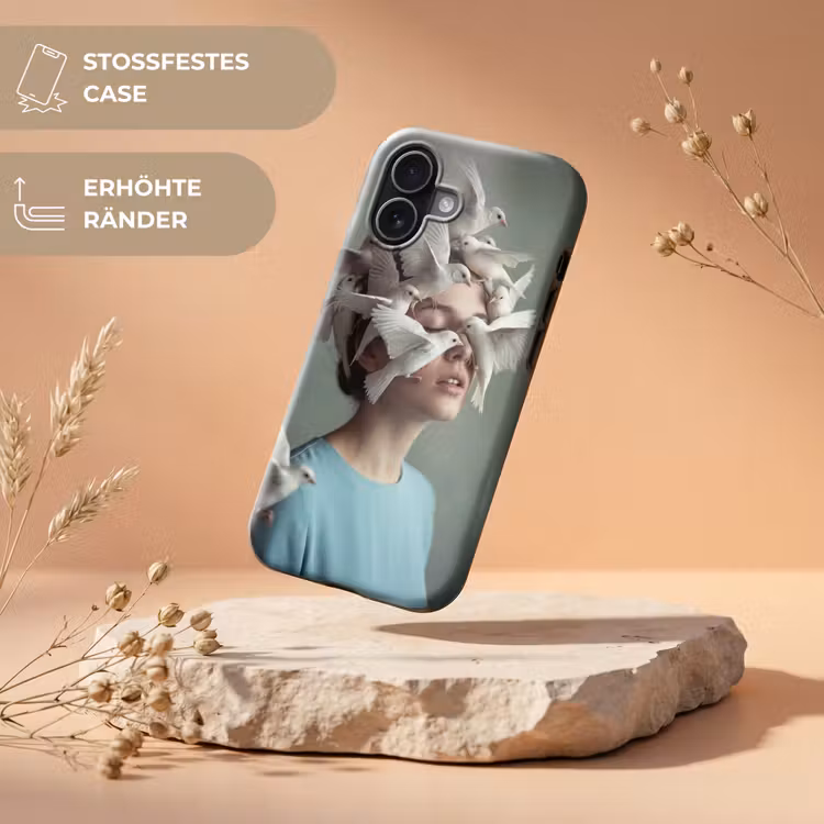 Vrouw - Vogels - Abstract - Modern - Wit Toughcase MagSafe Apple iPhone 17 klein -USP_RandenV_DE