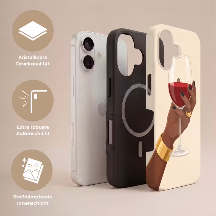 Vrouw - Wijn - Glas - Illustratie - Rood Toughcase MagSafe Apple iPhone 17 klein -USP_Lagen_DE