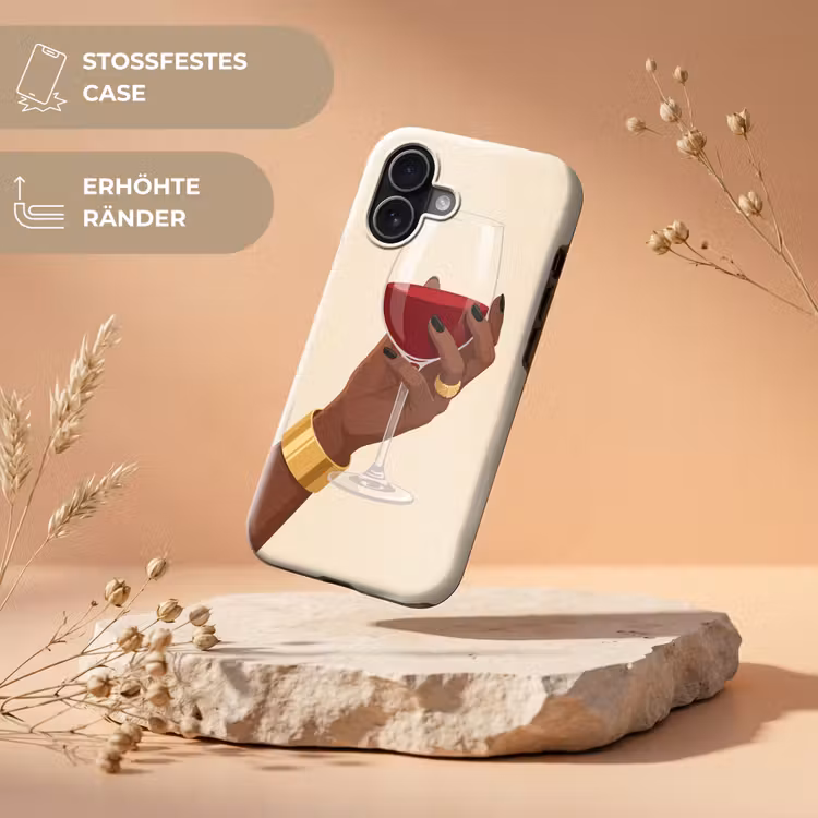 Vrouw - Wijn - Glas - Illustratie - Rood Toughcase MagSafe Apple iPhone 17 klein -USP_RandenV_DE