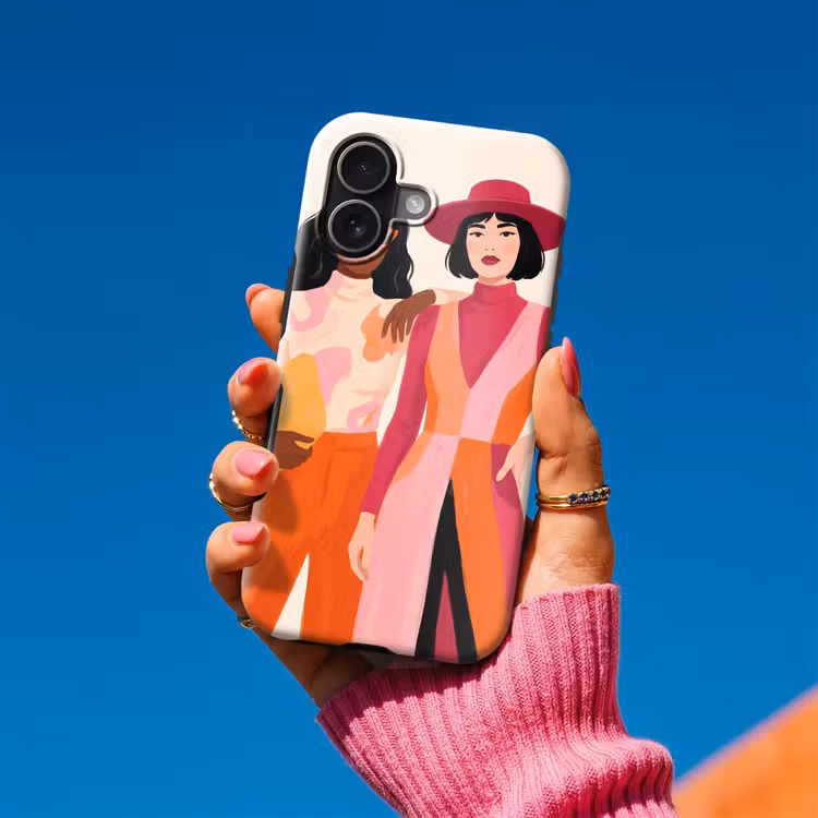 Vrouw - Twee - Mode - Abstract - Kleurrijk Toughcase MagSafe Apple iPhone 17 klein -Sfeer1V