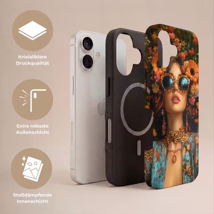 Vrouwen - Bloemen - Modern - Bril - Abstract Toughcase MagSafe Apple iPhone 17 klein -USP_Lagen_DE