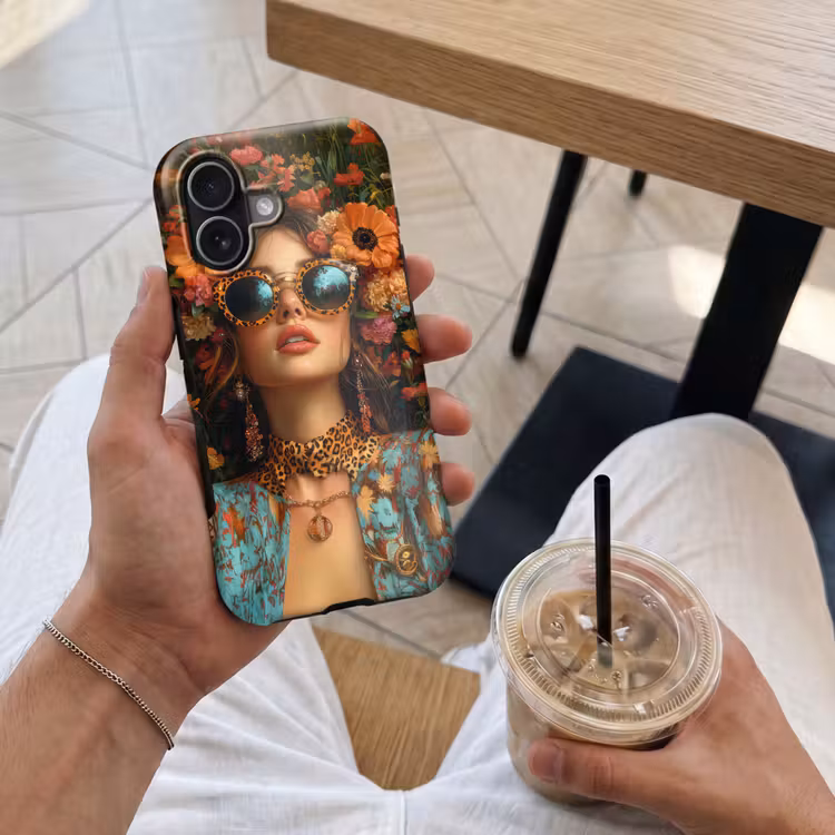 Vrouwen - Bloemen - Modern - Bril - Abstract Toughcase MagSafe Apple iPhone 17 klein -Sfeer1M