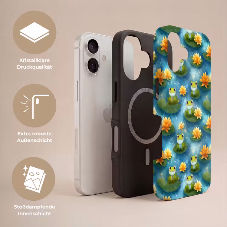 Kikker - Lelies - Groen Toughcase MagSafe Apple iPhone 17 klein 1017 -USP_Lagen_DE