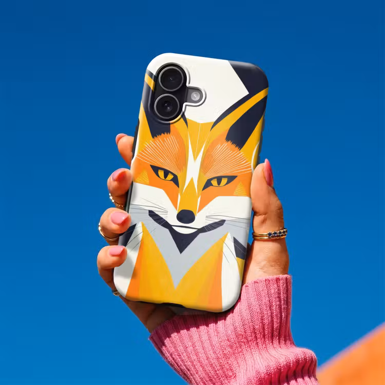 Vos - Oranje - Abstract - Driehoeken Toughcase MagSafe Apple iPhone 17 klein -Sfeer1V
