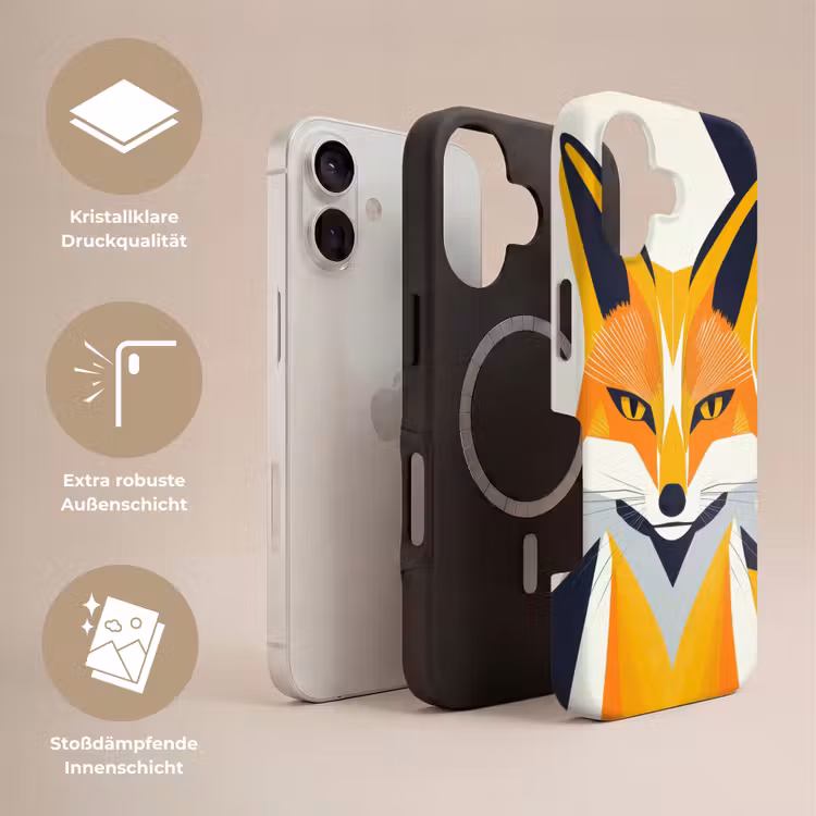 Vos - Oranje - Abstract - Driehoeken Toughcase MagSafe Apple iPhone 17 klein -USP_Lagen_DE