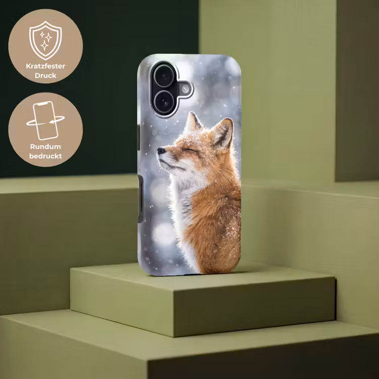 Vos - Sneeuwval - Portret - Winter - Sfeervol Toughcase MagSafe Apple iPhone 17 klein -USP_PrintM_DE