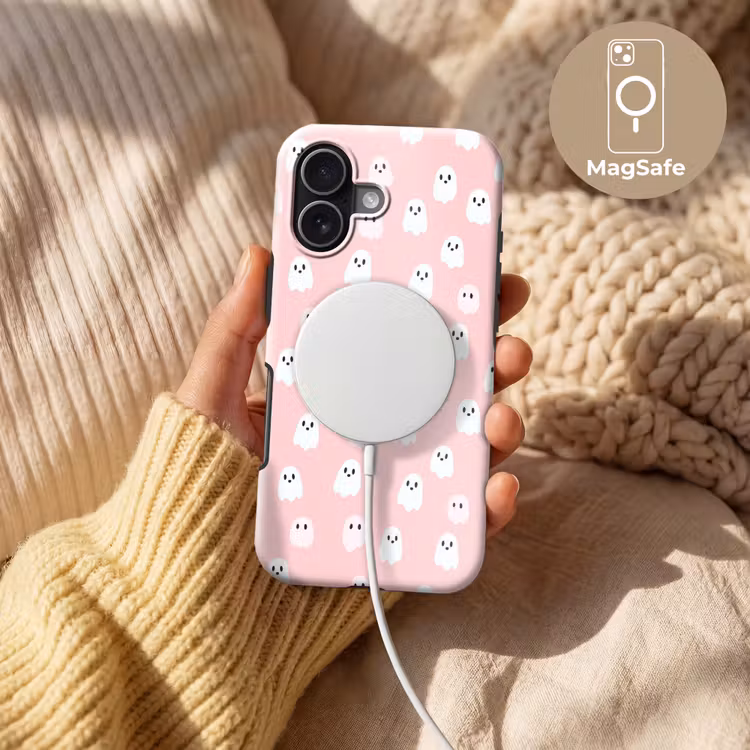 Spookjes - Patroon - Roze Toughcase MagSafe Apple iPhone 17 klein 1017 -USP_MagsafeV