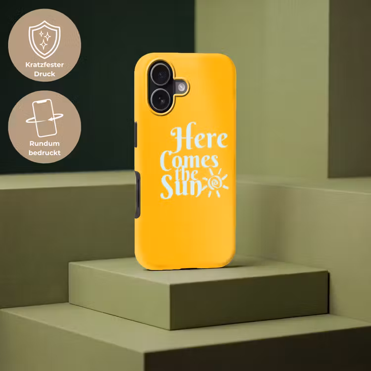 Geel - Blauw - Here comes the sun Toughcase MagSafe Apple iPhone 17 klein -USP_PrintM_DE