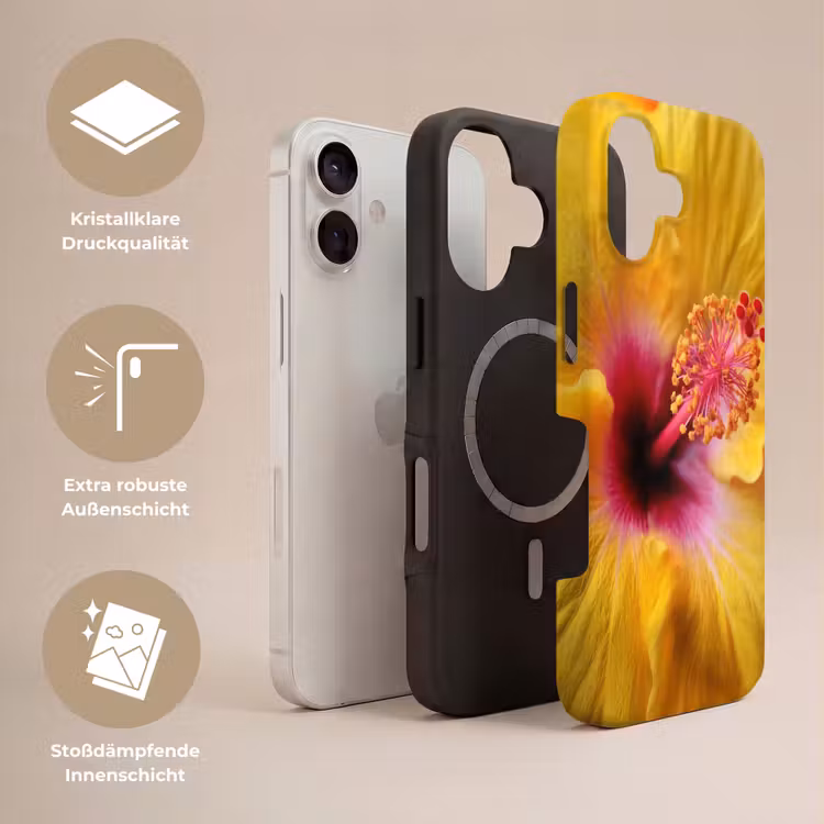 Geel - Hibiscus - Tropisch Toughcase MagSafe Apple iPhone 17 klein -USP_Lagen_DE