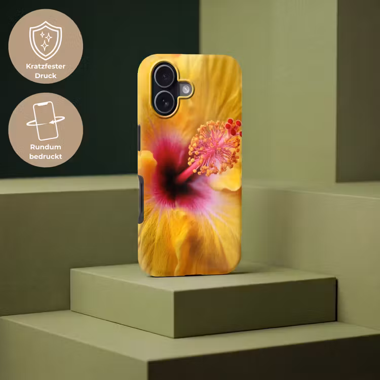 Geel - Hibiscus - Tropisch Toughcase MagSafe Apple iPhone 17 klein -USP_PrintM_DE