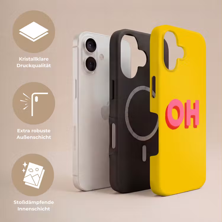 Geel - Roze - Oh - 3D Toughcase MagSafe Apple iPhone 17 klein -USP_Lagen_DE