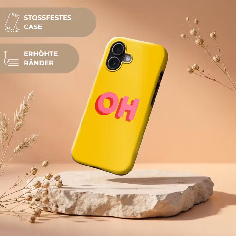 Geel - Roze - Oh - 3D Toughcase MagSafe Apple iPhone 17 klein -USP_RandenV_DE