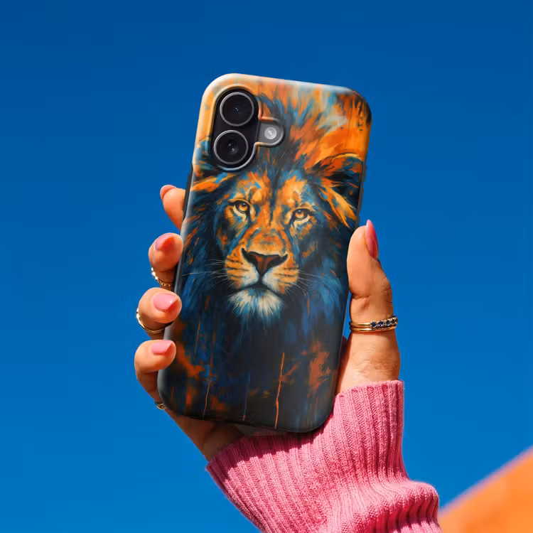 Schilderij - Leeuwenkop - Oranje Toughcase MagSafe Apple iPhone 17 klein -Sfeer1V