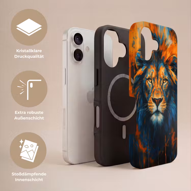 Schilderij - Leeuwenkop - Oranje Toughcase MagSafe Apple iPhone 17 klein -USP_Lagen_DE
