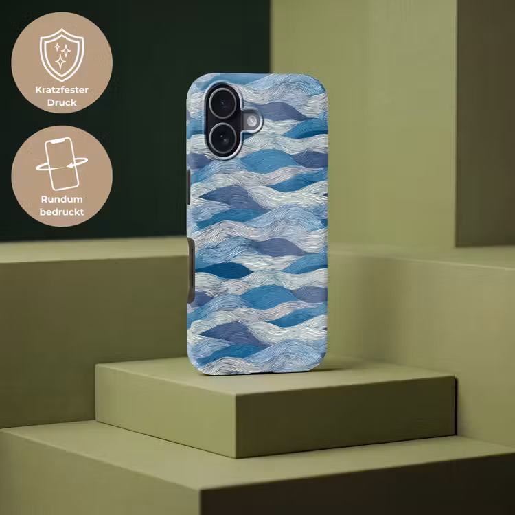 Getekend - Blauw - Wit - Golvend - Streepjes Toughcase MagSafe Apple iPhone 17 klein 1017 -USP_PrintM_DE