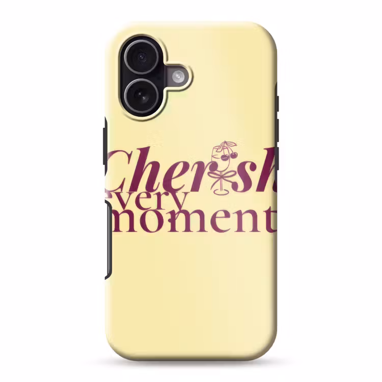 Cherish every moment - Cocktailglas - Geel Toughcase MagSafe Apple iPhone 17 klein -3d