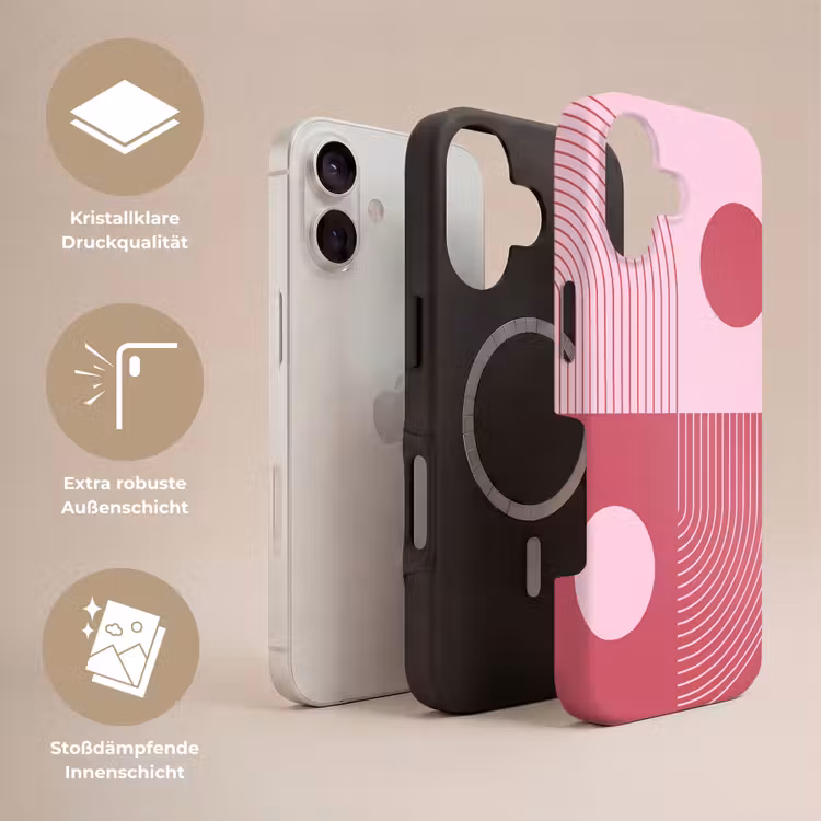 Geometrie - Patroon - Abstract - Roze - Modern Toughcase MagSafe Apple iPhone 17 klein -USP_Lagen_DE